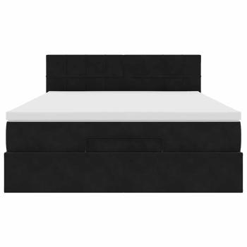 Ottoman-Bett mit Matratze & LEDs Schwarz 140x200 cm Samt