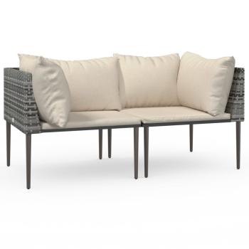Garten-Ecksofas mit Kissen 2 Stk. Grau Poly Rattan