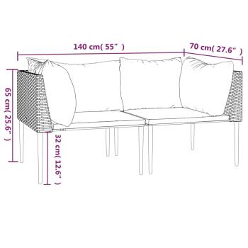 Garten-Ecksofas mit Kissen 2 Stk. Grau Poly Rattan