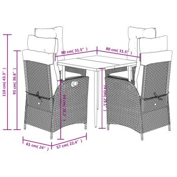 5-tlg. Garten-Essgruppe mit Kissen Beige Poly Rattan