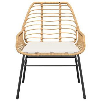 5-tlg. Garten-Essgruppe mit Kissen Braun Poly Rattan Glas