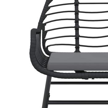 7-tlg. Garten-Essgruppe mit Kissen Schwarz Poly Rattan Glas