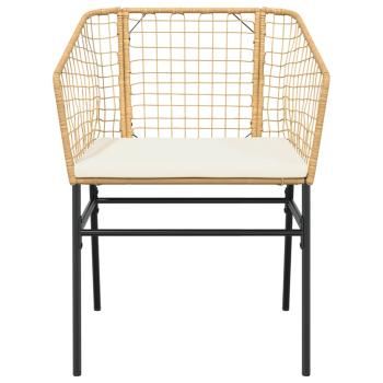 7-tlg. Garten-Essgruppe mit Kissen Braun Poly Rattan Glas