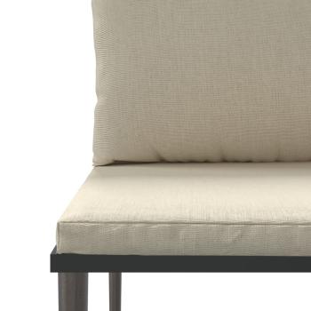 3-tlg. Garten-Lounge-Set mit Kissen Grau Poly Rattan