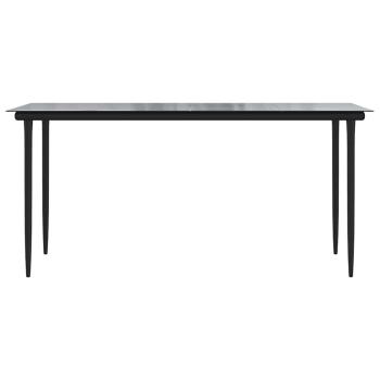 5-tlg. Garten-Essgruppe mit Kissen Schwarz Poly Rattan Glas