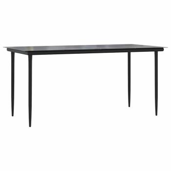5-tlg. Garten-Essgruppe mit Kissen Schwarz Poly Rattan Glas