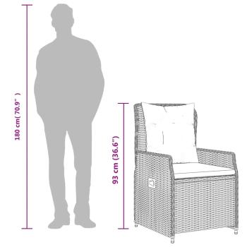 5-tlg. Garten-Essgruppe mit Kissen Braun Poly Rattan