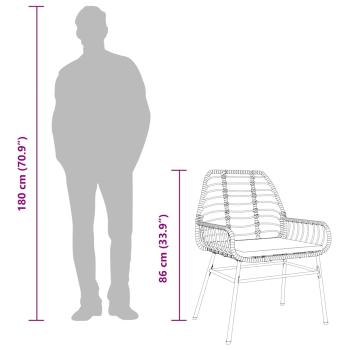 9-tlg. Garten-Essgruppe mit Kissen Braun Poly Rattan Glas