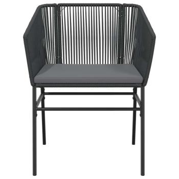 7-tlg. Garten-Essgruppe mit Kissen Schwarz Poly Rattan Glas