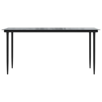 7-tlg. Garten-Essgruppe mit Kissen Schwarz Poly Rattan Glas