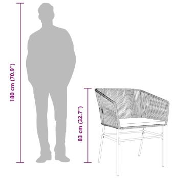 7-tlg. Garten-Essgruppe mit Kissen Schwarz Poly Rattan Glas