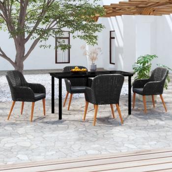 ARDEBO.de - 5-tlg. Garten-Essgruppe mit Kissen Schwarz