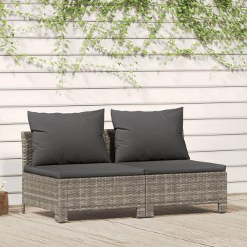 ARDEBO.de - Gartensofa 2-Sitzer mit Kissen Grau Poly Rattan