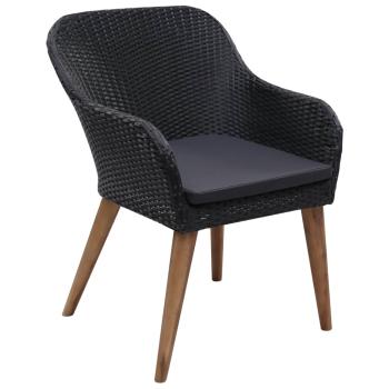 9-tlg. Garten-Essgruppe mit Auflagen Poly Rattan Schwarz