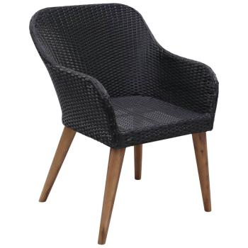 9-tlg. Garten-Essgruppe mit Auflagen Poly Rattan Schwarz