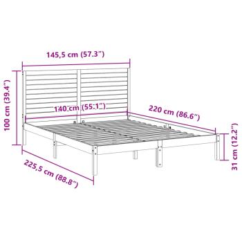 Massivholzbett Extra Lang ohne Matratze 140x220 cm
