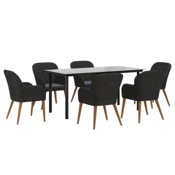 7-tlg. Garten-Essgruppe mit Kissen Schwarz