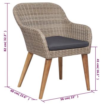 9-tlg. Garten-Essgruppe Poly Rattan Braun