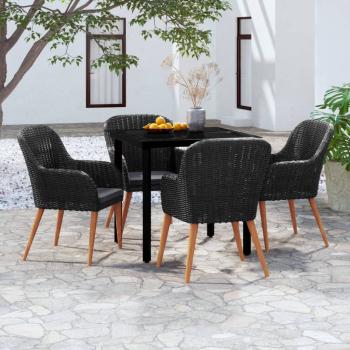 ARDEBO.de - 5-tlg. Garten-Essgruppe mit Kissen Schwarz