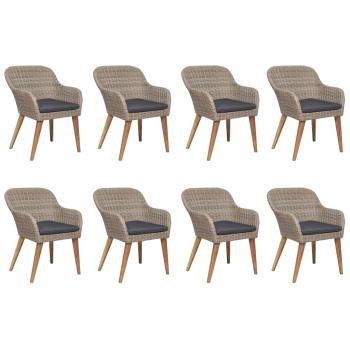 9-tlg. Garten-Essgruppe Poly Rattan Braun