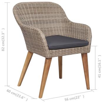 7-tlg. Garten-Essgruppe Poly Rattan Braun