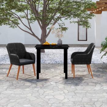 ARDEBO.de - 3-tlg. Garten-Essgruppe mit Kissen Schwarz