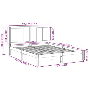 Massivholzbett Extra Lang ohne Matratze 140x220 cm