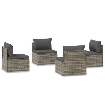 Garten-Mittelsofas 4 Stk. Grau 57x57x56 cm Poly Rattan