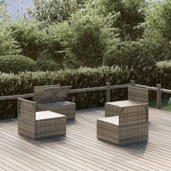 Garten-Mittelsofas 4 Stk. Grau 57x57x56 cm Poly Rattan