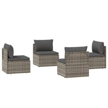 Garten-Mittelsofas 4 Stk. Grau 57x57x56 cm Poly Rattan