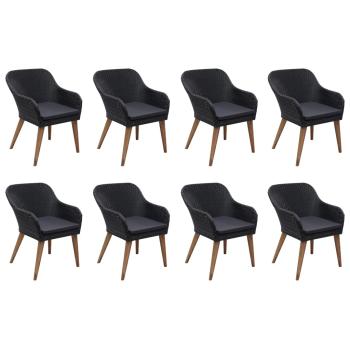 9-tlg. Garten-Essgruppe Poly Rattan Schwarz