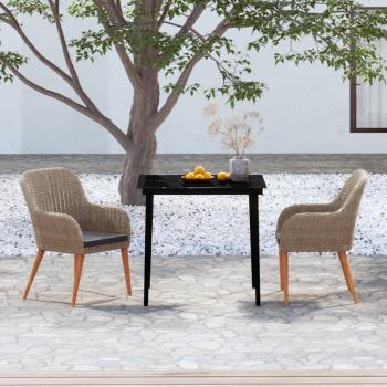 ARDEBO.de - 3-tlg. Garten-Essgruppe mit Kissen Braun