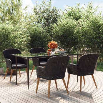 ARDEBO.de - 5-tlg. Garten-Essgruppe mit Kissen Schwarz