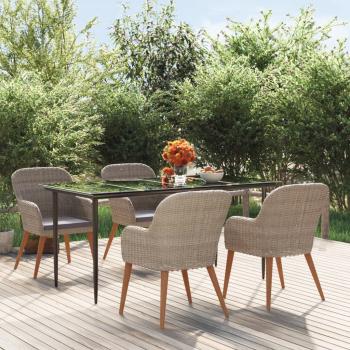 ARDEBO.de - 5-tlg. Garten-Essgruppe mit Kissen Braun