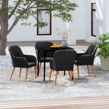 ARDEBO.de - 5-tlg. Garten-Essgruppe mit Kissen Schwarz