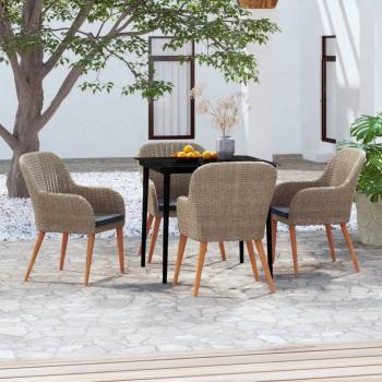 ARDEBO.de - 5-tlg. Garten-Essgruppe mit Kissen Braun