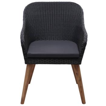 7-tlg. Garten-Essgruppe Poly Rattan Schwarz
