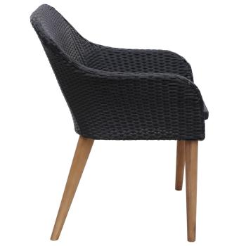7-tlg. Garten-Essgruppe Poly Rattan Schwarz