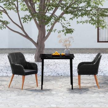 ARDEBO.de - 3-tlg. Garten-Essgruppe mit Kissen Schwarz