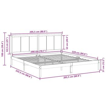 Massivholzbett Extra Lang ohne Matratze 200x220 cm