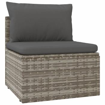 6-tlg. Garten-Lounge-Set mit Kissen Grau Poly Rattan