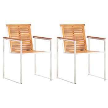 Gartenstühle 2 Stk. Massivholz Akazie und Edelstahl