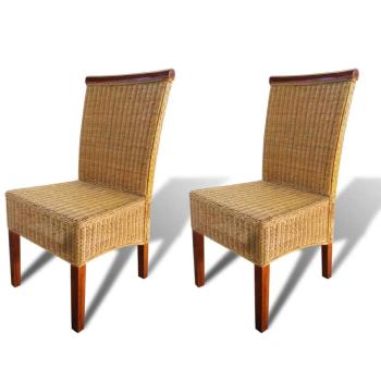 ARDEBO.de - Esszimmerstühle 2 Stk. Braun Natur Rattan