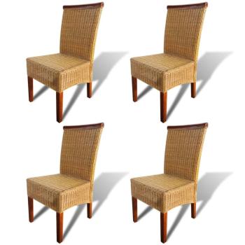 ARDEBO.de - Esszimmerstühle 4 Stk. Braun Natur Rattan