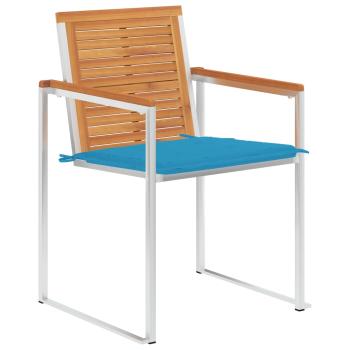 Gartenstühle mit Kissen 2 Stk. Massivholz Akazie und Stahl