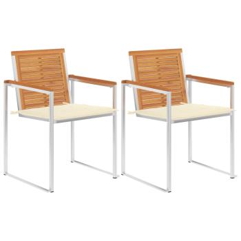 ARDEBO.de - Gartenstühle mit Kissen 2 Stk. Massivholz Akazie und Stahl