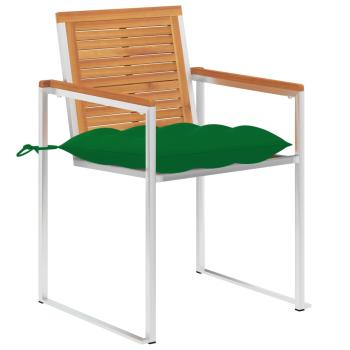 Gartenstühle mit Kissen 2 Stk. Massivholz Akazie und Stahl