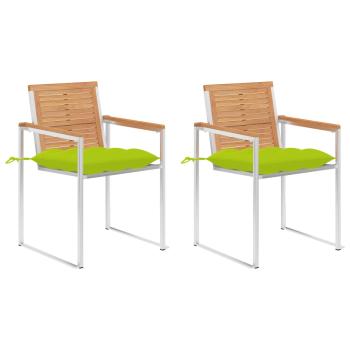 ARDEBO.de - Gartenstühle mit Kissen 2 Stk. Massivholz Teak und Stahl