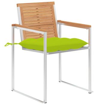 Gartenstühle mit Kissen 2 Stk. Massivholz Teak und Stahl