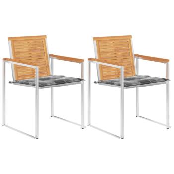 ARDEBO.de - Gartenstühle mit Kissen 2 Stk. Massivholz Teak und Stahl